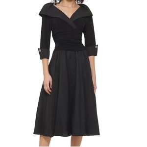 Eliza J Fit & Flare black Midi Dress Size 10